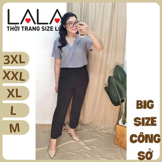 Bigsize công sở - quần tây lưng cao ống đứng - đen