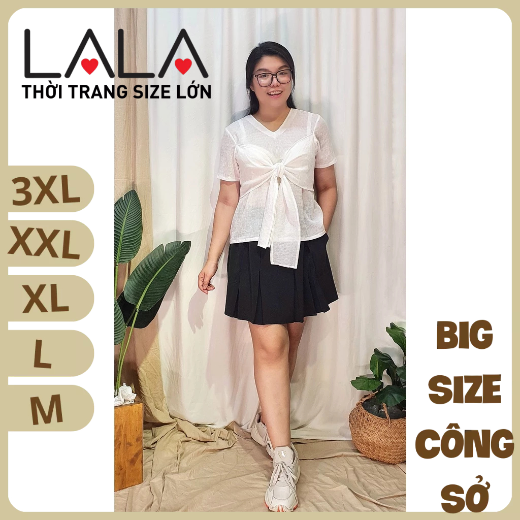 Bigsize công sở - Áo Nơ Ngực - Trắng Gân