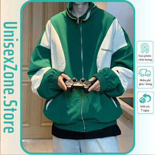 Áo khoác gió nam nữ phối màu khóa kéo túi trước cá tính, áo gió 2 lớp bomber unisex.zone