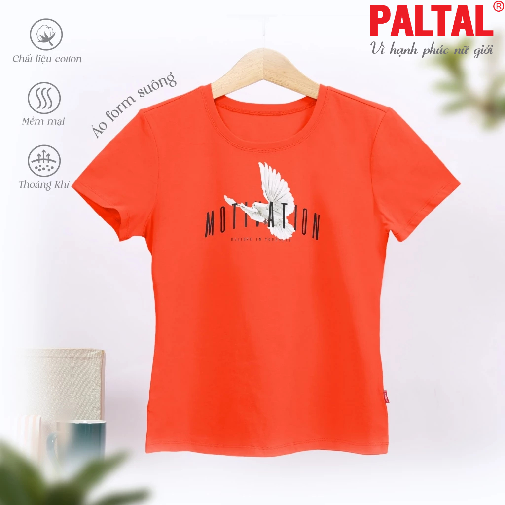 Áo thun thời trang nữ PALTAL 020p 0961 chất liệu cotton form suông