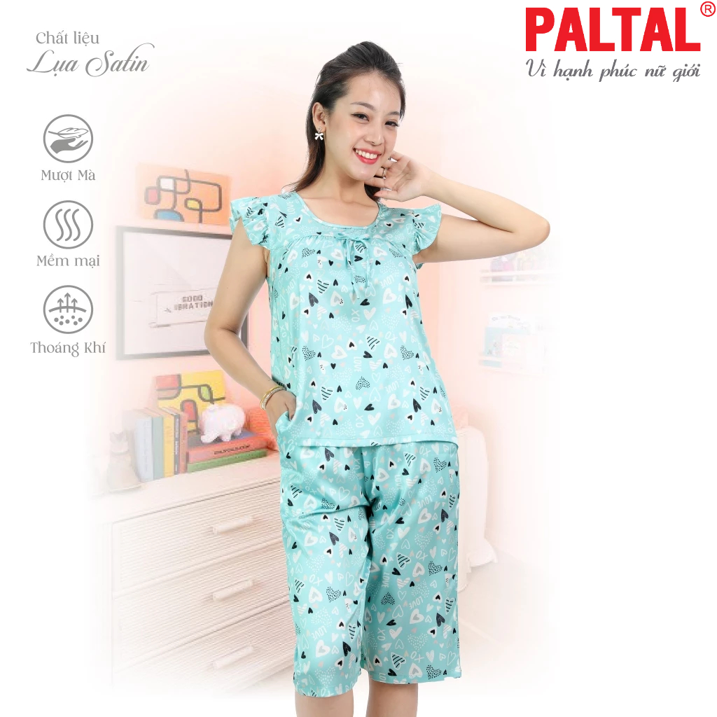 Bộ lửng mặc nhà nữ Paltall 264p 4278 chất liệu lụa satin