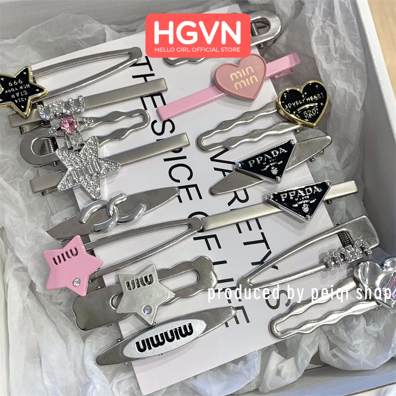 SET 15 Kẹp Tóc Mái Kim Loại Đính Đá MIN Nơ Hồng Trái Tim HGVN Phong Cách Thanh Lịch Hàn Quốc Blackpink Dành Cho Nữ
