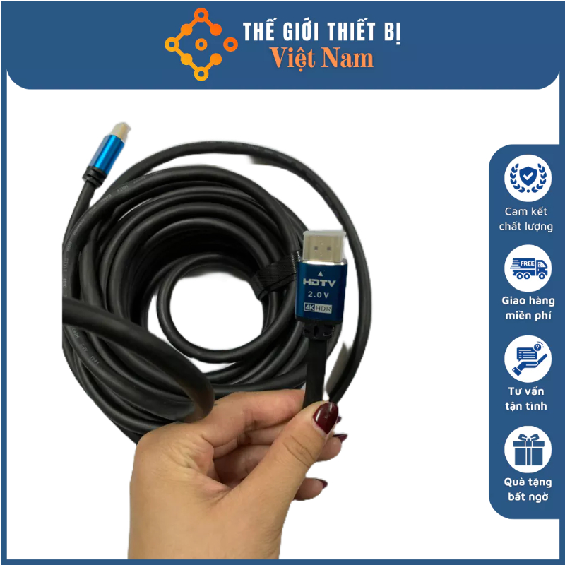 Cáp HDMI 10m 15m 20m lõi đồng HDTV 4K*2K  - Dây HDMI To HDMI tròn chuẩn FULL HD 1080p