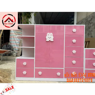 Tủ quần áo trẻ em tay nắm hình gấu dễ thương nhựa đài loan free ship