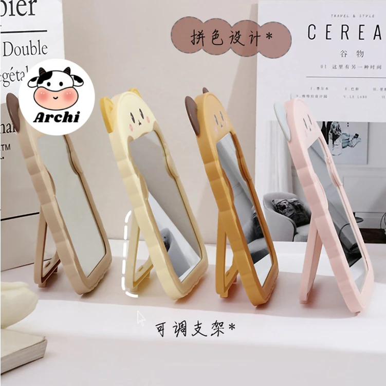 Gương tròn để bàn mini họa tiết hình gấu