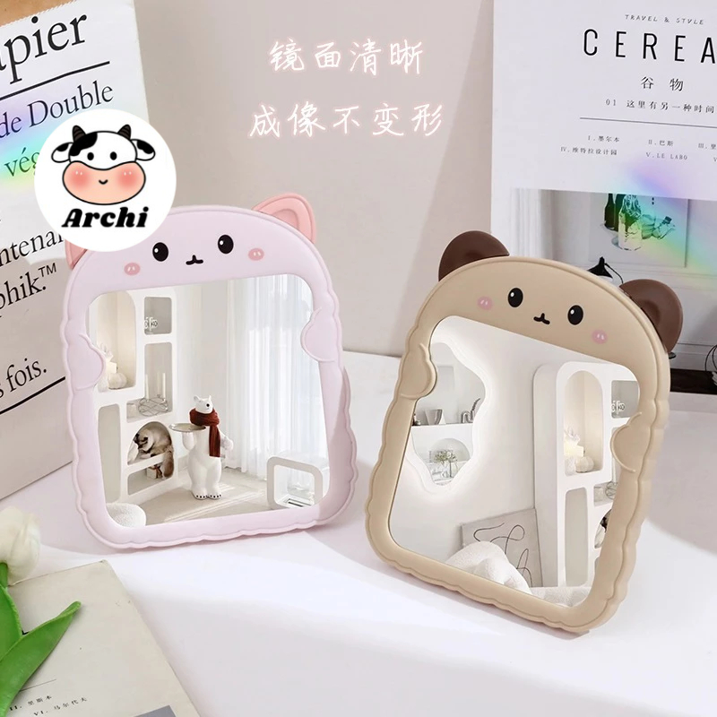 Gương tròn để bàn mini họa tiết hình gấu