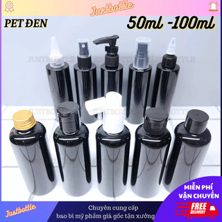 Lọ Chiết Mỹ Phẩm Đen 30Ml 50Ml 100Ml Giá Rẻ 🍀 Vỏ Chai Nhựa Pet Nhỏ Dạng Vòi Nhấn Xịt Phun Sương Nắp Bật Nhọn Nhôm Toner