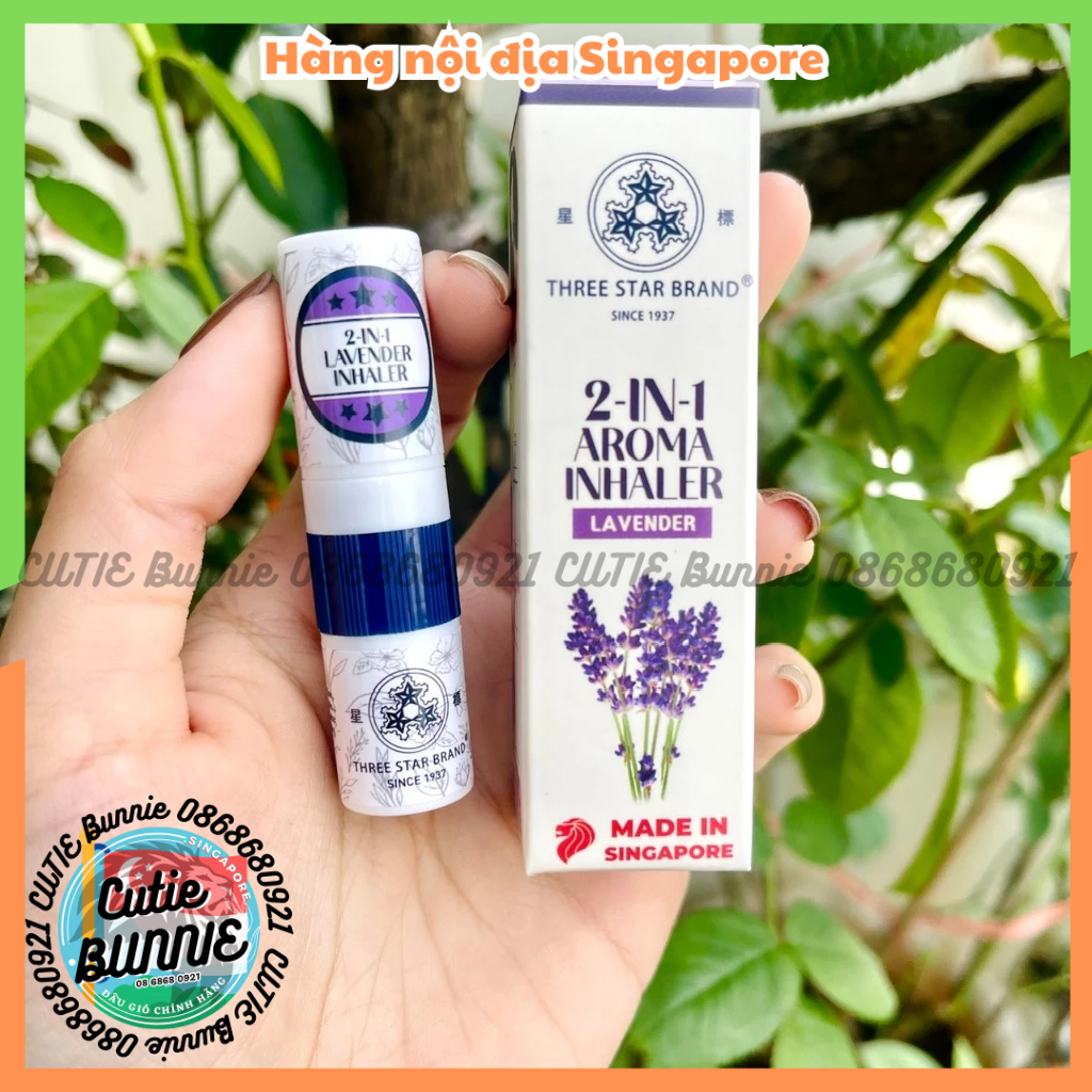 Hít thông mũi thảo dược 2in1 kèm tinh dầu thoa Three Star / Chính hãng nội địa Singapore