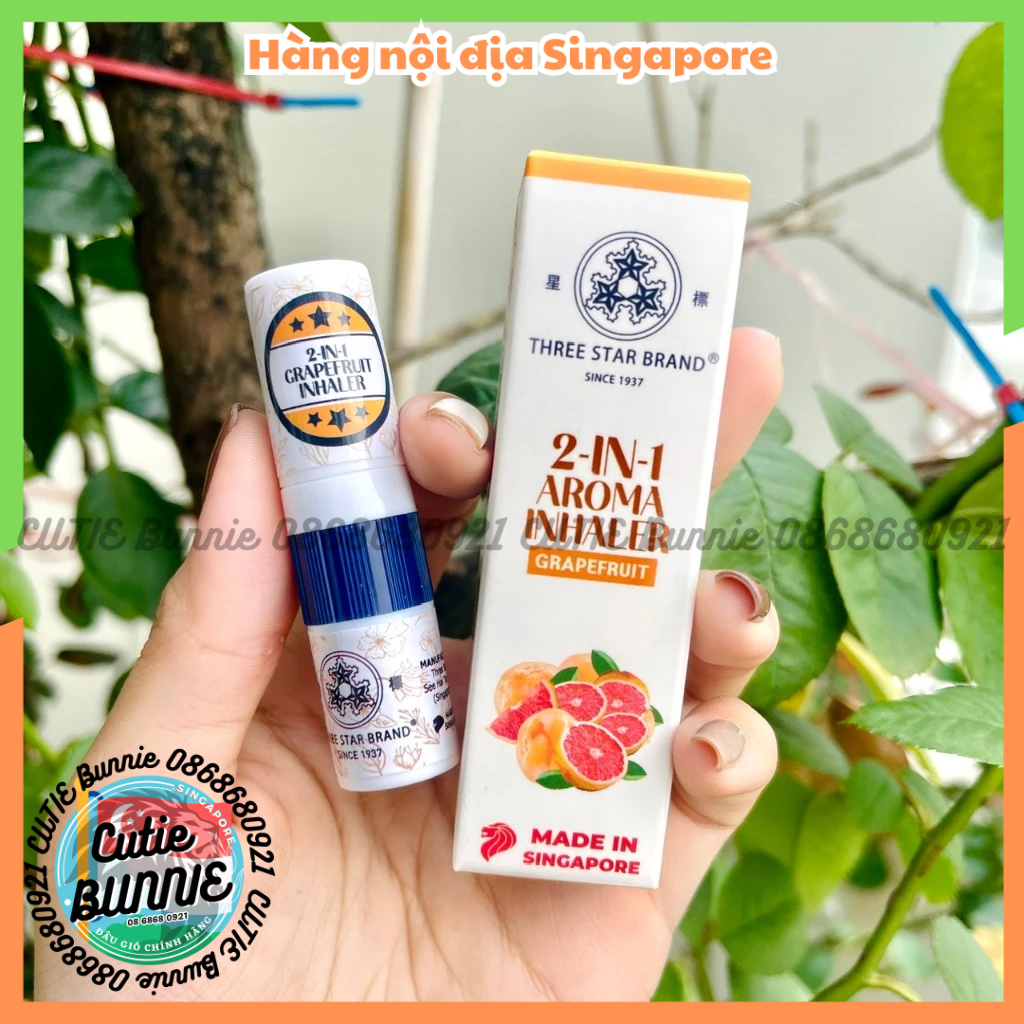 Hít thông mũi thảo dược 2in1 kèm tinh dầu thoa Three Star / Chính hãng nội địa Singapore