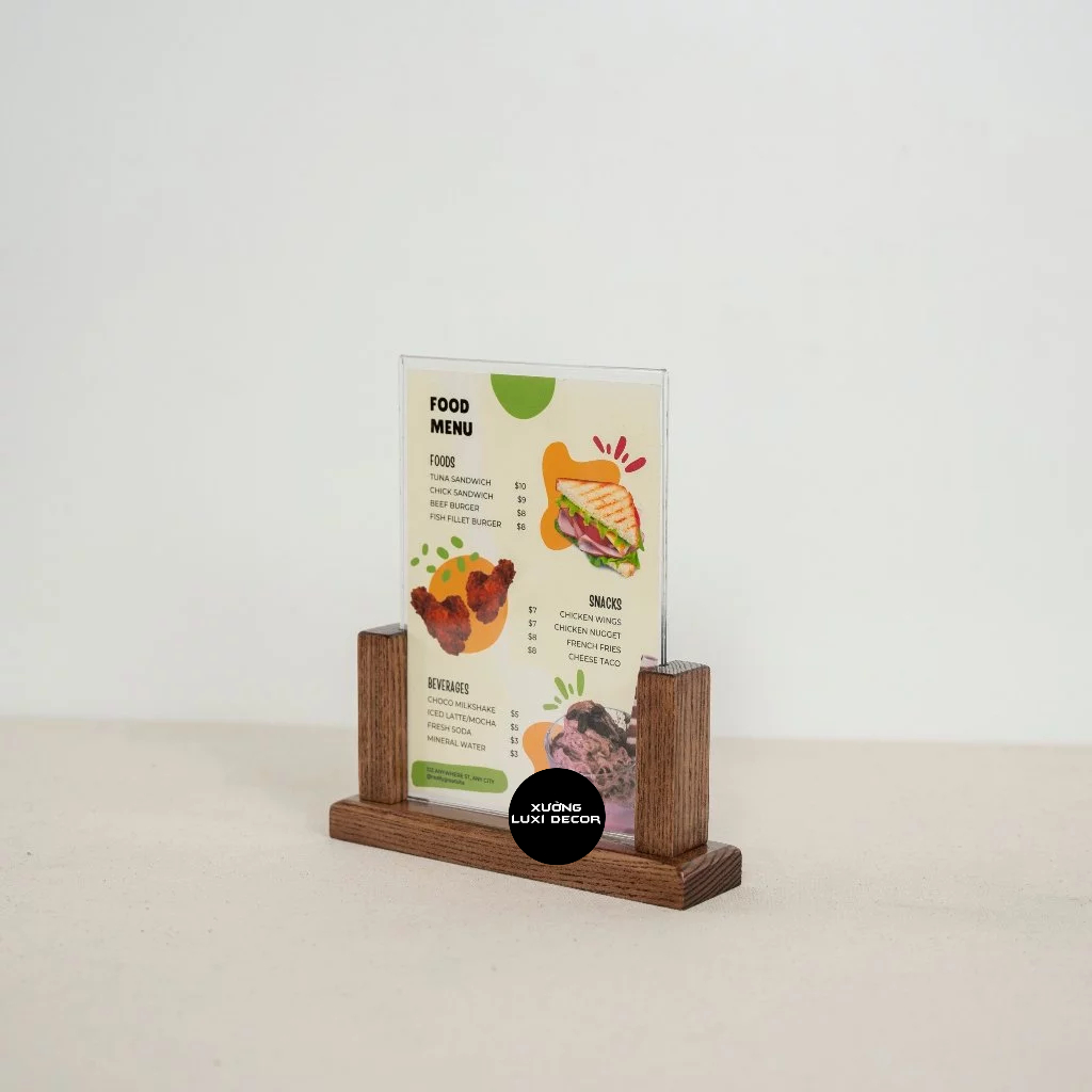 Giá treo chữ U đựng menu để bàn - XƯỞNG LUXI DECOR
