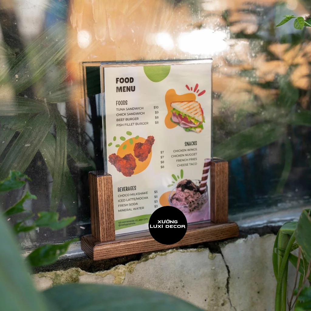 Giá treo chữ U đựng menu để bàn - XƯỞNG LUXI DECOR