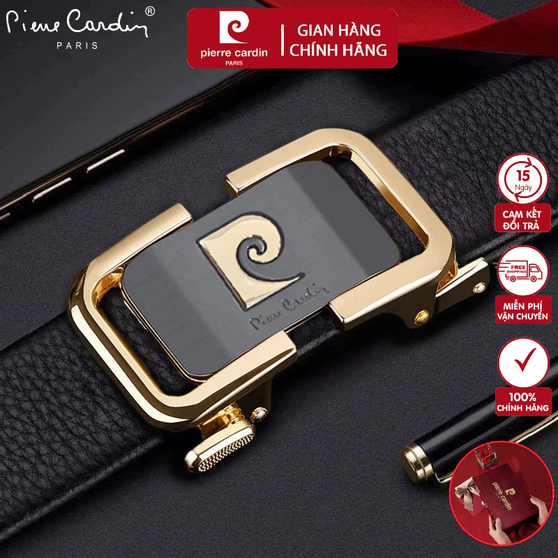 Thắt Lưng Nam Cao Cấp  Hàng Hiệu Pierre Cardin, Dây Nịt Nam WP9999 Hộp Gỗ Làm Quà Tặng, Quà Biếu