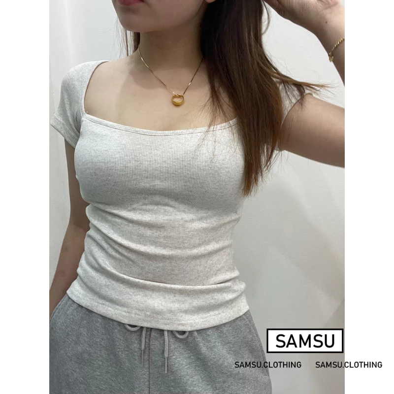 Áo thun cúp ngực tay ngắn phong cách Hàn Quốc chất thun dày dặn Samsu.clothing_saigon