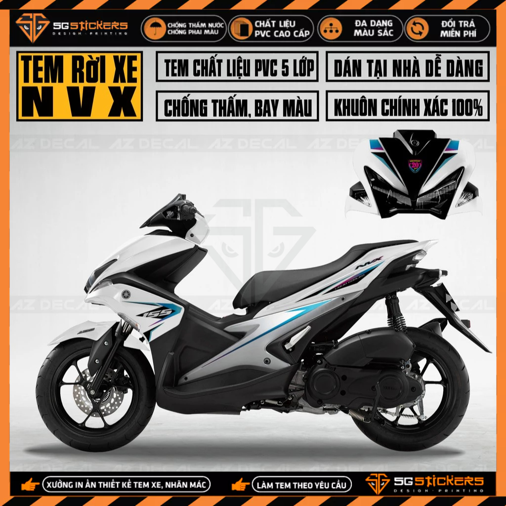 Tem Xe NVX 2017 - 2021 Mới Nhất | NVX01 | Decal Chống Nước, Bền Màu - Tem Rời Xe Máy NVX 155