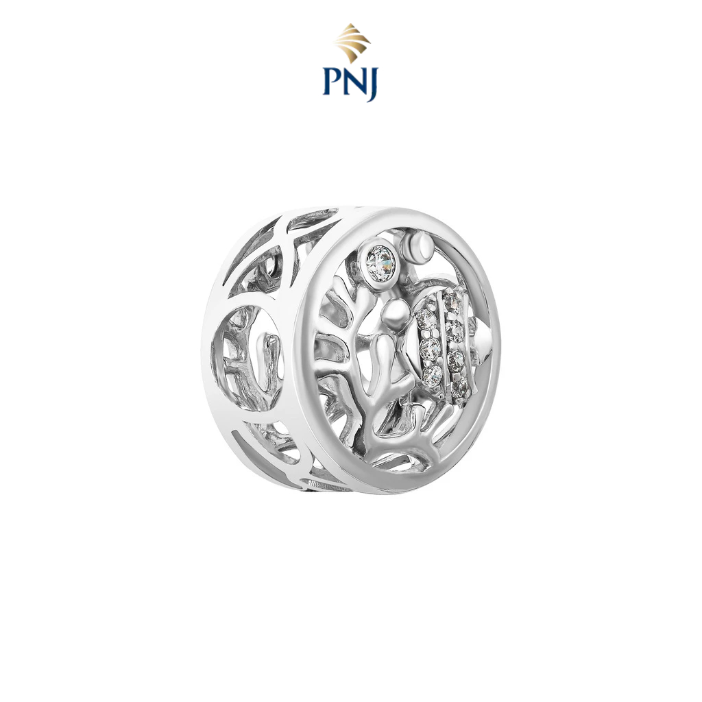 Hạt Charm bạc đính đá ECZ PNJSilver cá và san hô XMXMW000018