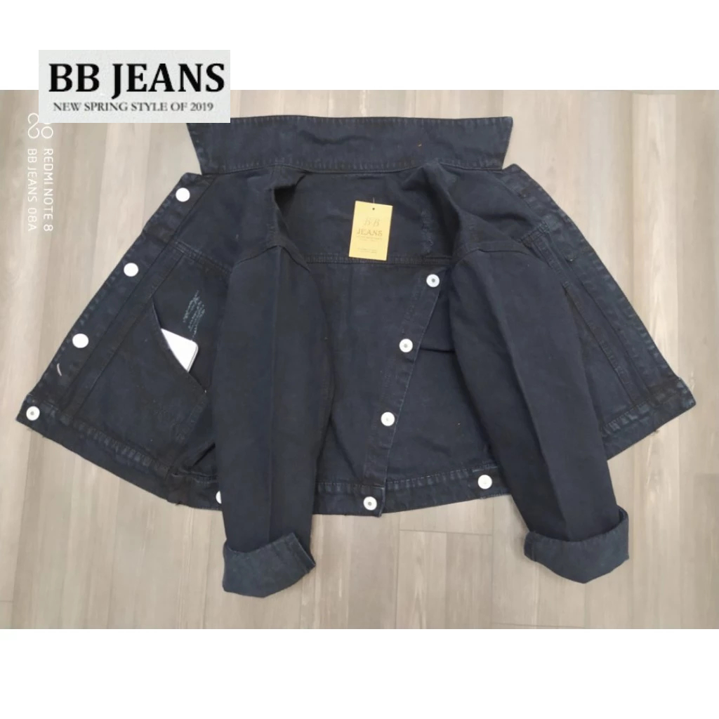 Áo khoác jean nữ đen -áo khoác ngoài xanh jean form lững croptop dài áo 47-48cm có Onesize 39-58kg BB Jeans 019