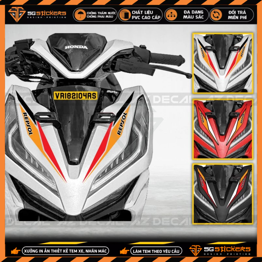 Tem Dán Xe Honda Vario Mẫu Repsol 01 | VR182104RS | Chất Liệu Decal PVC Cao Cấp