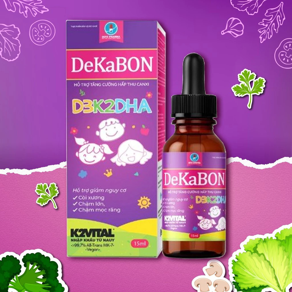 Vitamin d3k2 Dekabon 15ml giúp bé ăn khỏe cao lớn, vitamin d3 cho bé hấp thu canxi tăng cường đề kháng