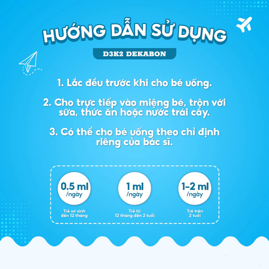 Vitamin d3k2 Dekabon 15ml giúp bé ăn khỏe cao lớn, vitamin d3 cho bé hấp thu canxi tăng cường đề kháng