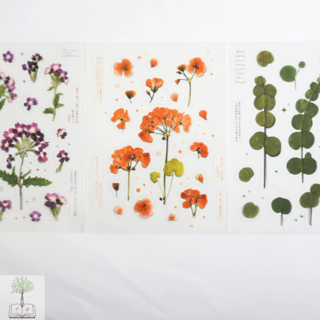 1 tờ sticker hoa lá trong suốt