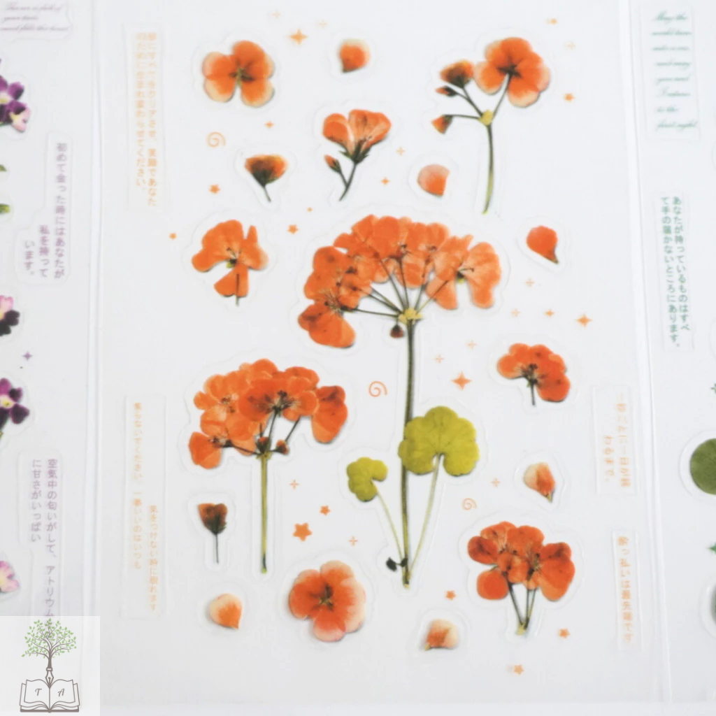 1 tờ sticker hoa lá trong suốt