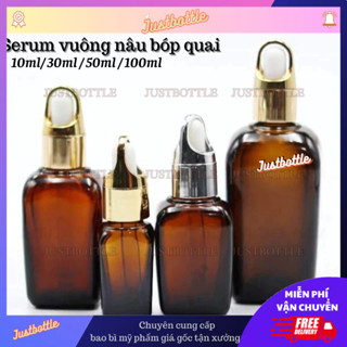  Lọ Chiết Serum Vuông Nâu 10Ml 30Ml 50Ml 100Ml Xịt Mũi Bóp Nhỏ Giọt Phun Sương Nắp Vặn Chai Tinh Dầu Thủy Tinh Mỹ Phẩm 