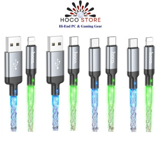 Cáp sạc nhanh 60w hoco u112 sac nhanh samsung, oppo , xiaomi , dây led lung linh typec to typec | hoco store pc