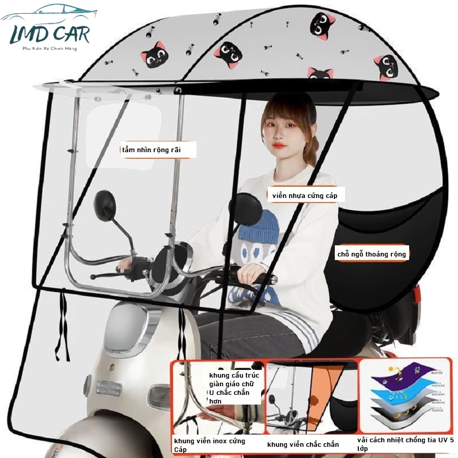 Ô dù che mưa loại to cho xe máy,  ô che nắng, ô cho xe máy, xe đạp điện và xe hai bánh LMD CAR