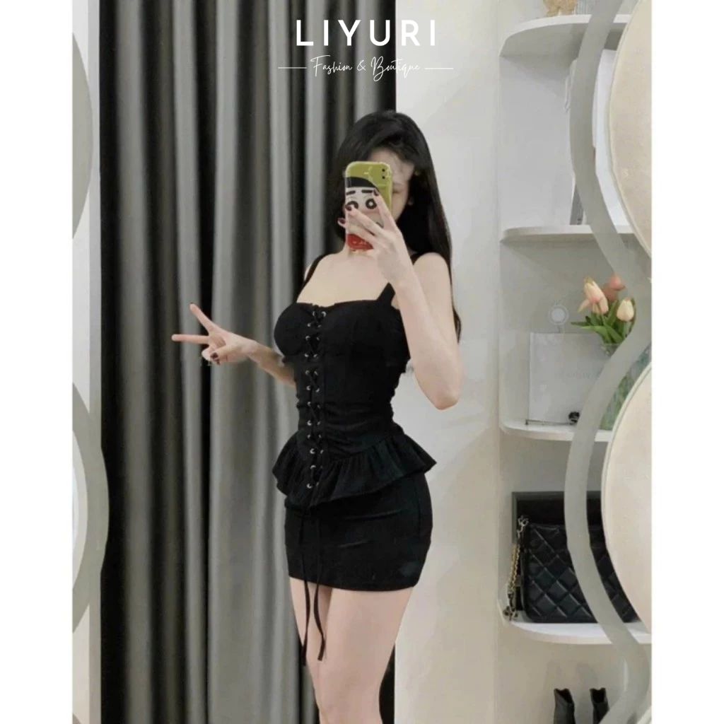 Set bộ nữ 2 áo dây ôm body phối chân váy ngắn