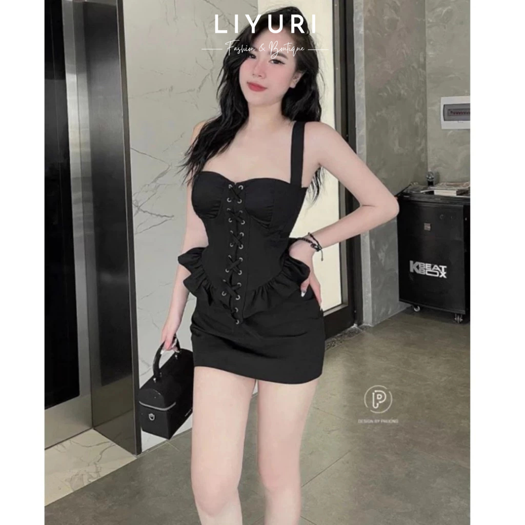 Set bộ nữ 2 áo dây ôm body phối chân váy ngắn