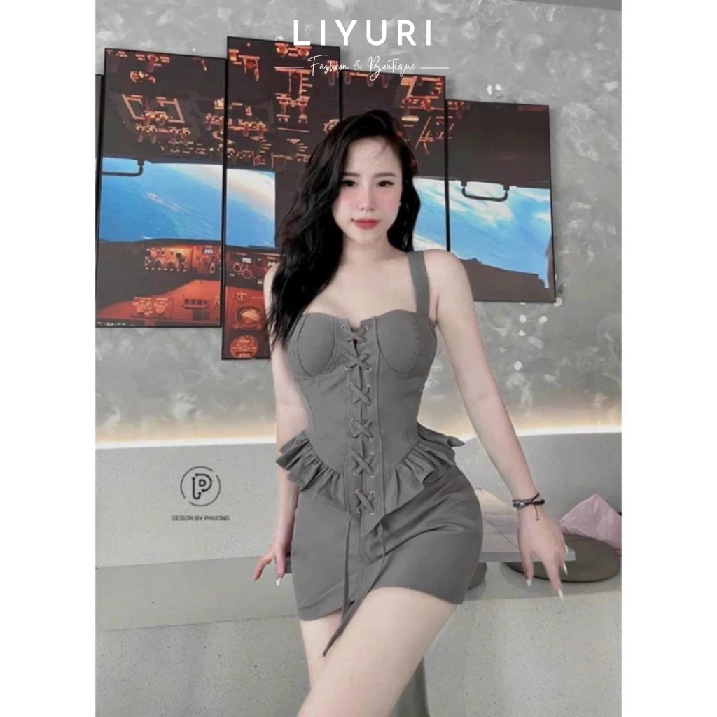 Set bộ nữ 2 áo dây ôm body phối chân váy ngắn