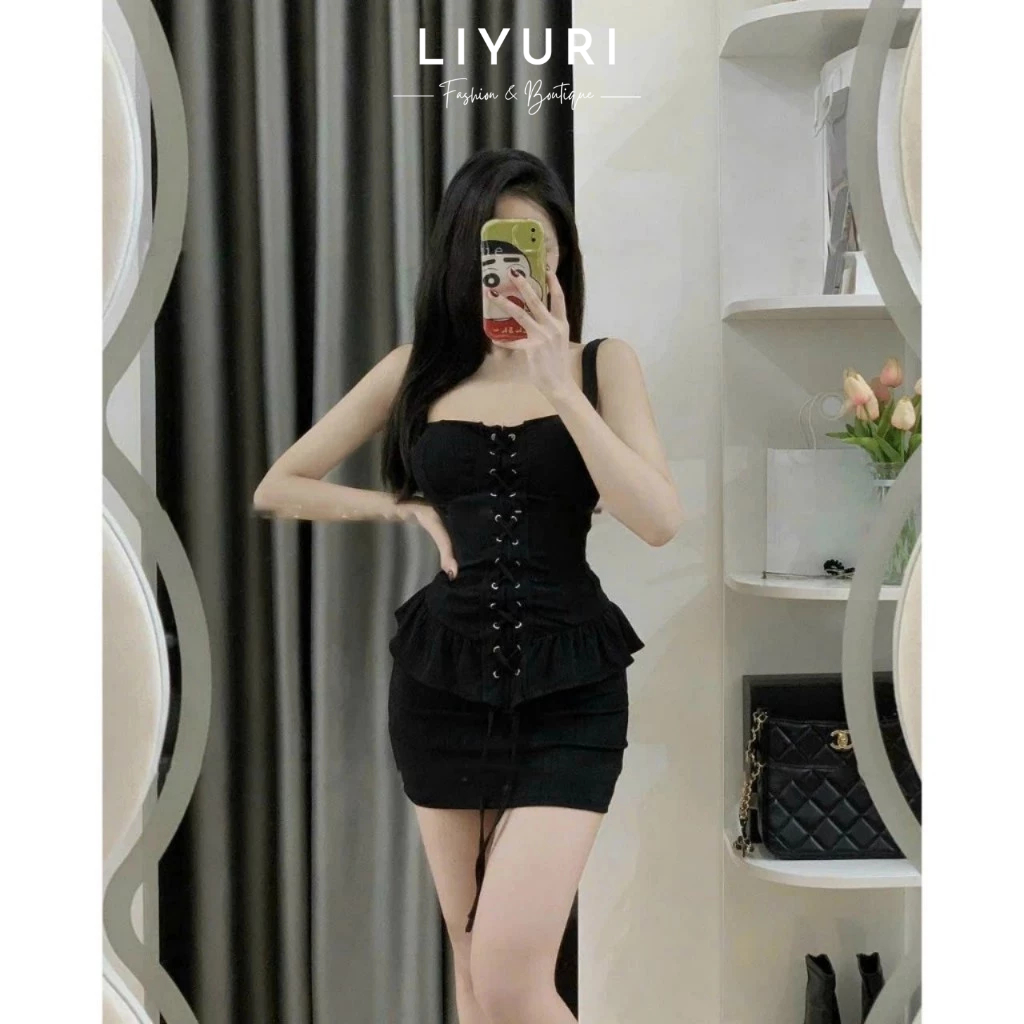 Set bộ nữ 2 áo dây ôm body phối chân váy ngắn