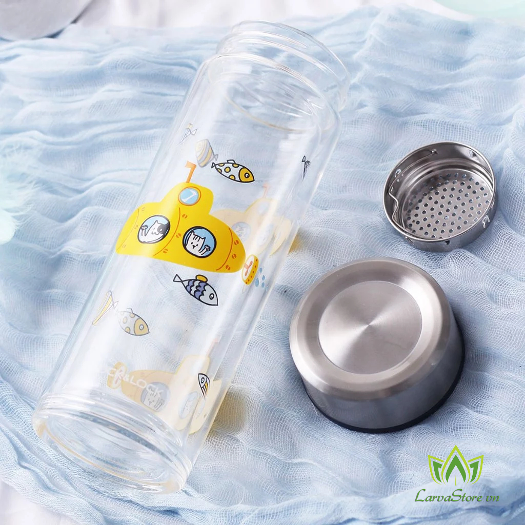 Bình Nước Thủy Tinh Chịu Nhiệt LocknLock LLG627YEL 320ml Màu Vàng