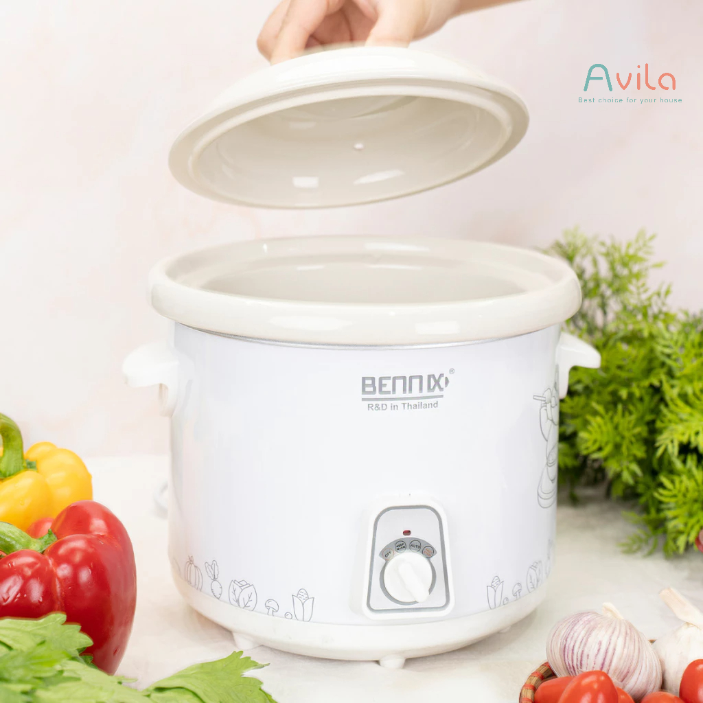 Nồi nấu chậm Bennix Thái Lan dung tích 2L và 4L, nồi điện nấu cháo, ninh hầm, kho cá
