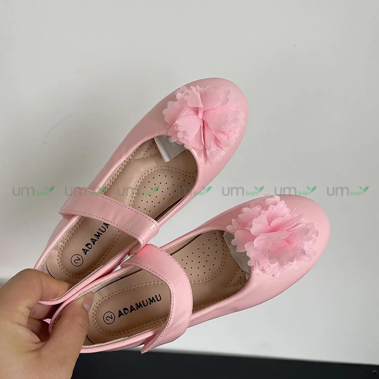 Giày búp bê bé gái ADAMUMU 3-10 tuổi màu hồng đính hoa đế bằng giày bệt Mary Jane cho bé giày công chúa xuất dư cho bé