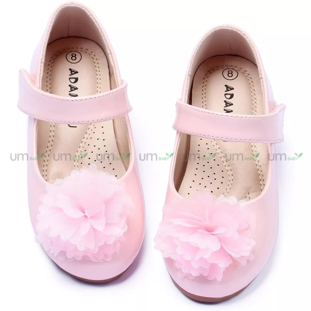 Giày búp bê bé gái ADAMUMU 3-10 tuổi màu hồng đính hoa đế bằng giày bệt Mary Jane cho bé giày công chúa xuất dư cho bé