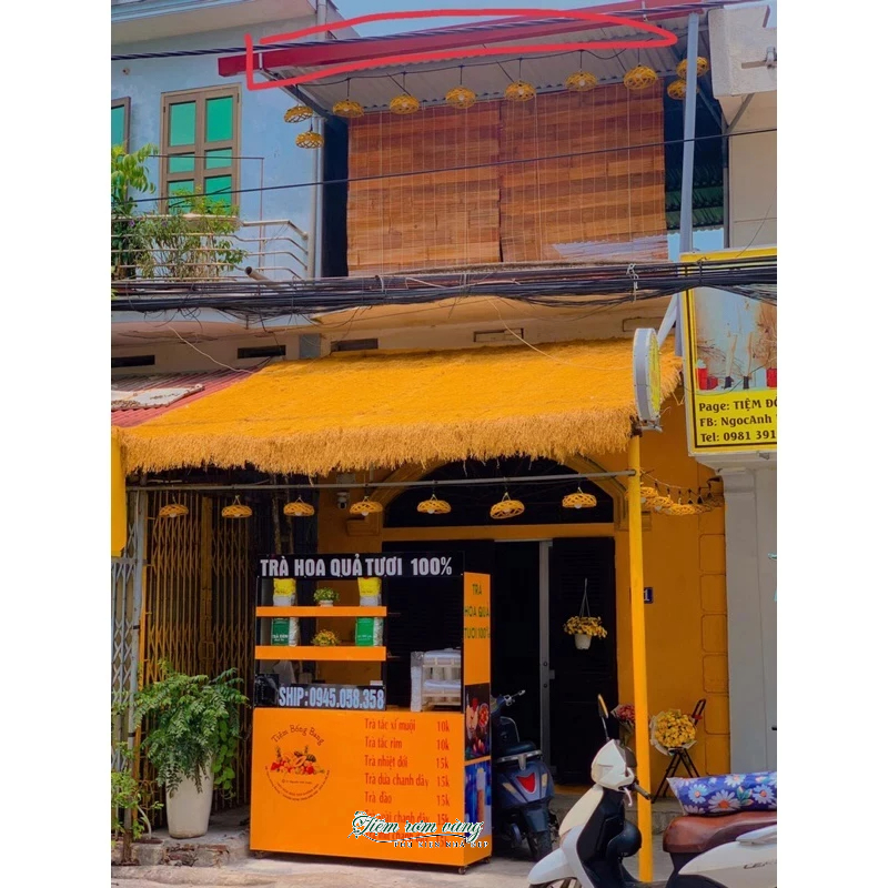 Rơm Nhân Tạo, Cỏ Rơm vàng chuyên lợp mái nhà, trang trí cổng, chòi tranh màu vàng óng siêu đẹp