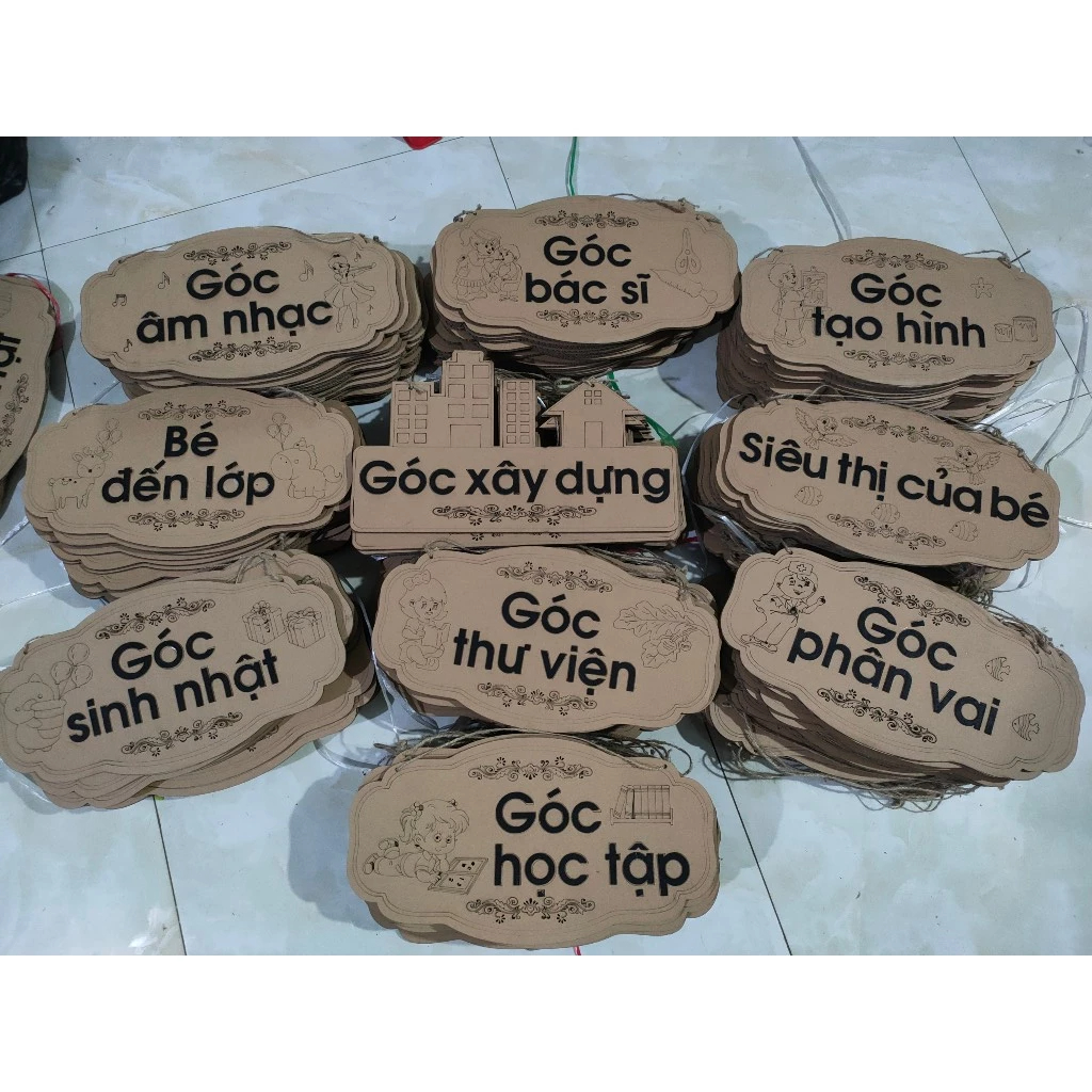 Đồ trang trí - Bảng tên góc chất bìa cứng 5 lớp trang trí lớp cho bé mầm non