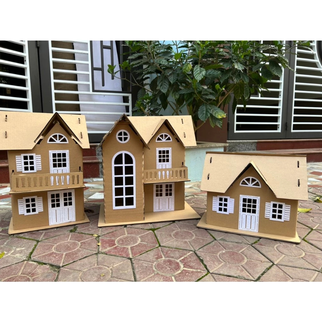 Đồ trang trí - Nhà lắp ghép chất bìa dùng lắp ghép trang trí cho bé