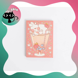 [ẢNH THẬT] Tập 100 tờ giấy note chú thỏ ngồi trong ly dâu tây