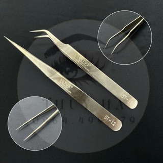 Nhíp tách mi Cong-Thẳng trơn Bạc_thân Trơn-thân Lỗ__dụng cụ nối mi_Thúy Hà