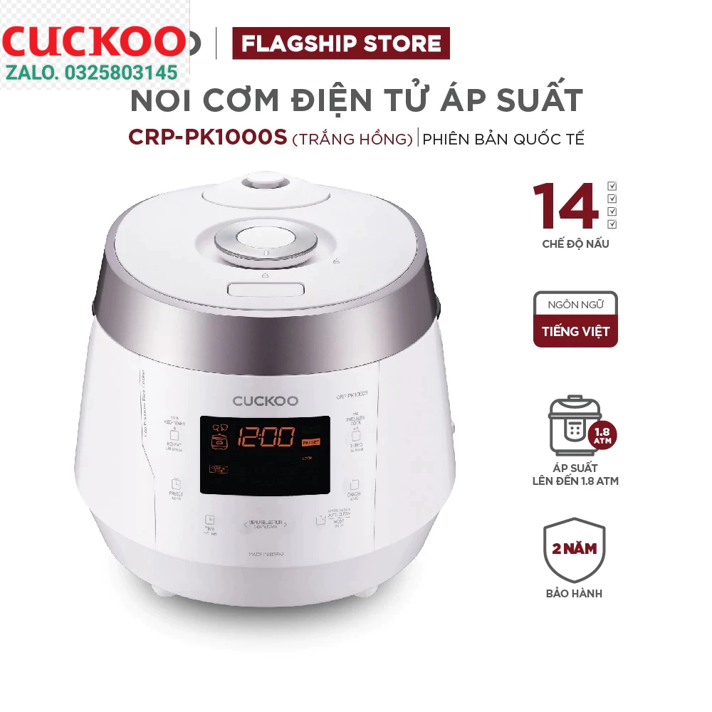 Nồi cơm điện tử áp suất CUCKOO CRP-PK1000S 1,8 lít - Hàng chính hãng