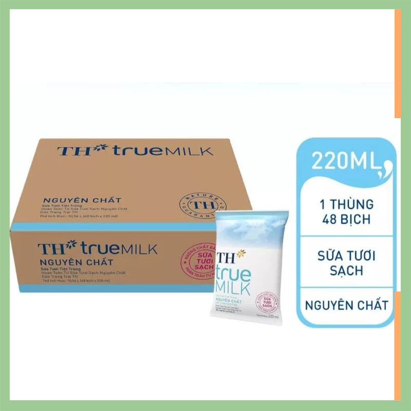 Thùng 48 bịch sữa TH true milk  220ml 3 loại