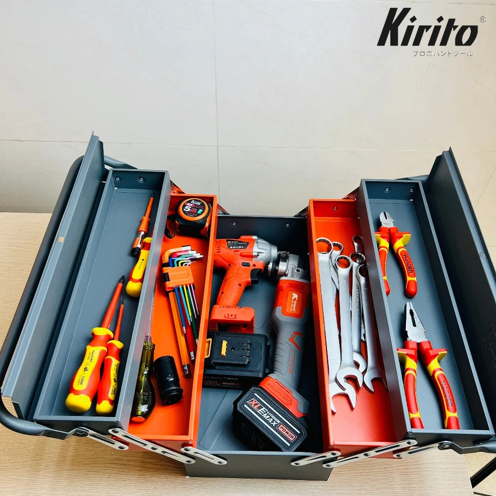 Thùng đồ nghề bằng thép [CAO CẤP] KIRITO - thùng đựng dụng cụ sửa chữa 3 tầng 5 ngăn bằng thép sơn tĩnh điện