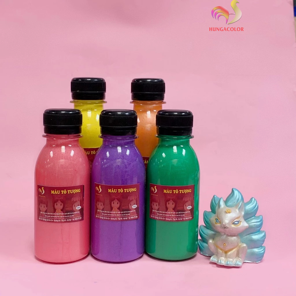 Màu Tô Tượng Nhũ Ánh Kim Hungacolor Chai 100ml Loại Pha Sẵn Bóng Đẹp Phát Sáng Lấp Lánh