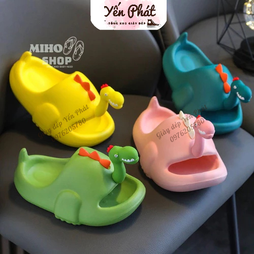 Dép Bánh Mì Quai Ngang Hình Khủng Long Cổ Dài Dễ Thương Cho Bé Trai Và Bé Gái MS777