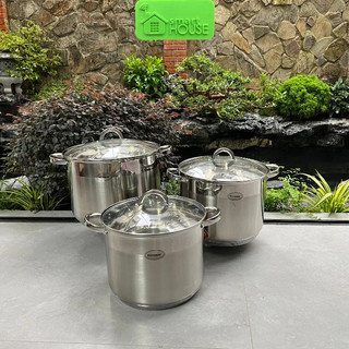 Nồi luộc gà rossner nhập austria inox 18/10 size 26/28/30cm nắp thuỷ tinh nồi đun từ nồi inox nồi hầm nồi to nồi bếp từ