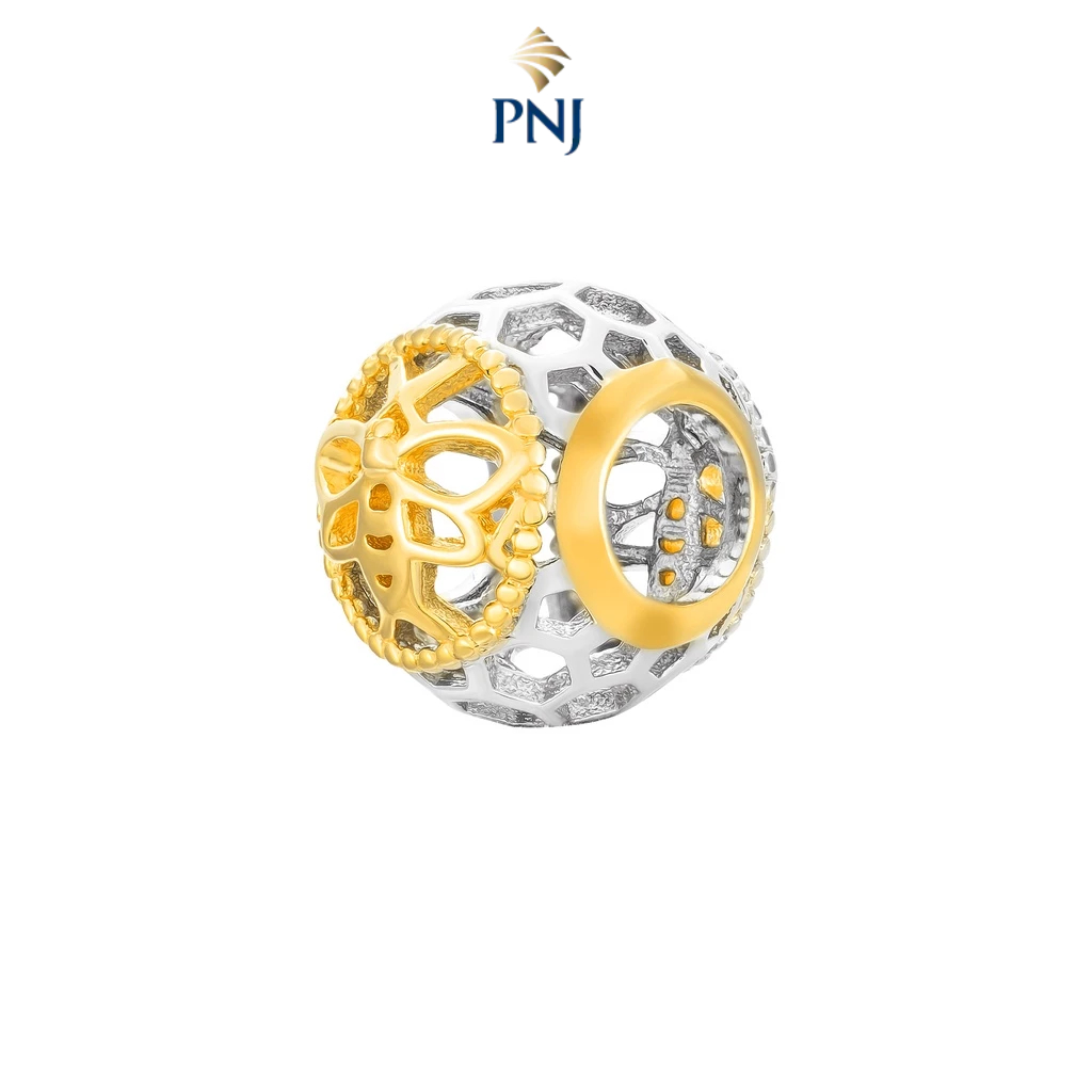 Hạt Charm bạc PNJSilver tổ ong tròn 0000C060002