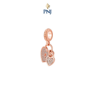 Hạt Charm bạc đính đá ECZ PNJSilver xi hồng trái tim XMXMX060002