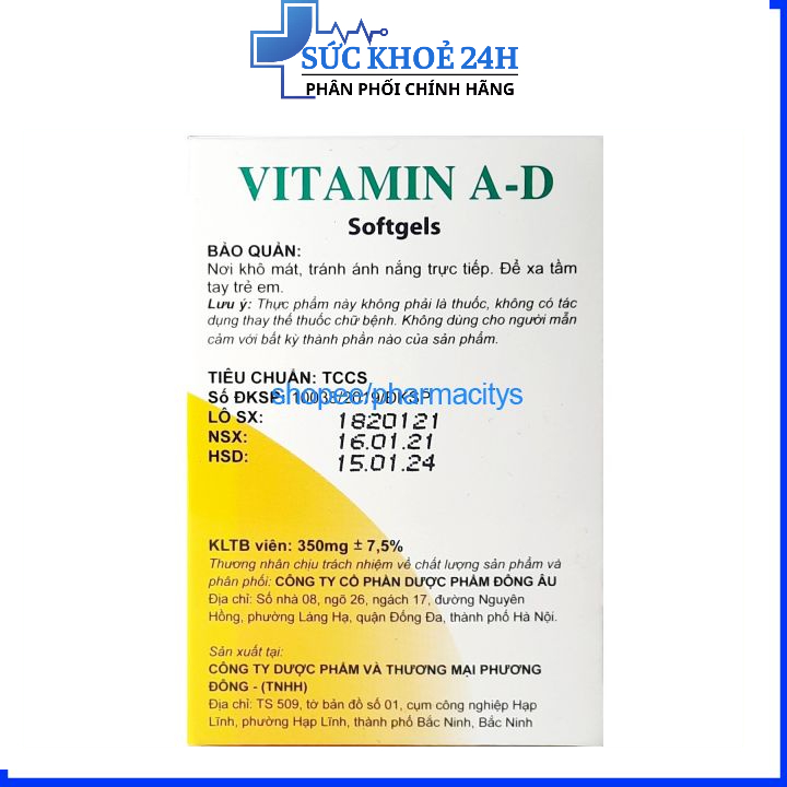 Viên uống Vitamin AD sáng mắt đẹp da - Lọ 100 viên